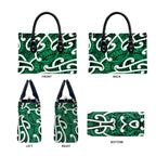 Aotearoa Maori Kowhaiwhai Leather Bag Kakariki Puhoro and Patiki