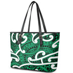 Aotearoa Maori Kowhaiwhai Leather Tote Bag Kakariki Puhoro and Patiki