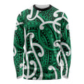 Aotearoa Maori Kowhaiwhai Long Sleeve Shirt Kakariki Puhoro and Patiki