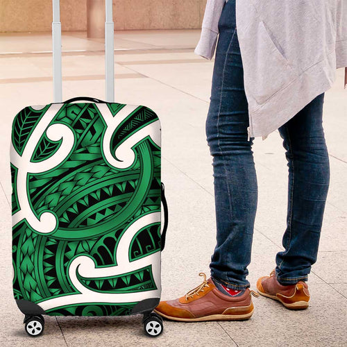 Aotearoa Maori Kowhaiwhai Luggage Cover Kakariki Puhoro and Patiki