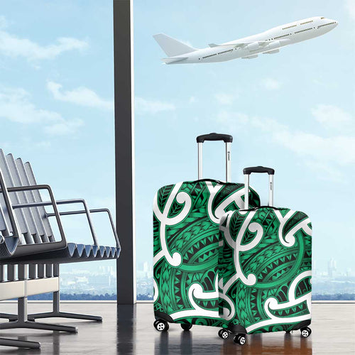 Aotearoa Maori Kowhaiwhai Luggage Cover Kakariki Puhoro and Patiki