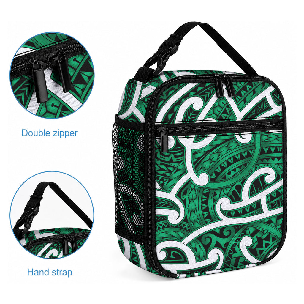 Aotearoa Maori Kowhaiwhai Lunch Bag Kakariki Puhoro and Patiki