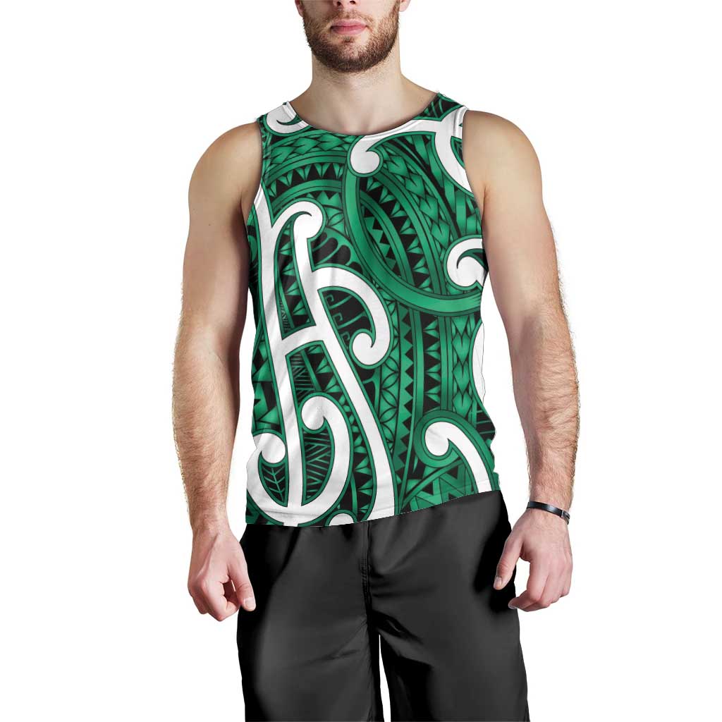 Aotearoa Maori Kowhaiwhai Men Tank Top Kakariki Puhoro and Patiki