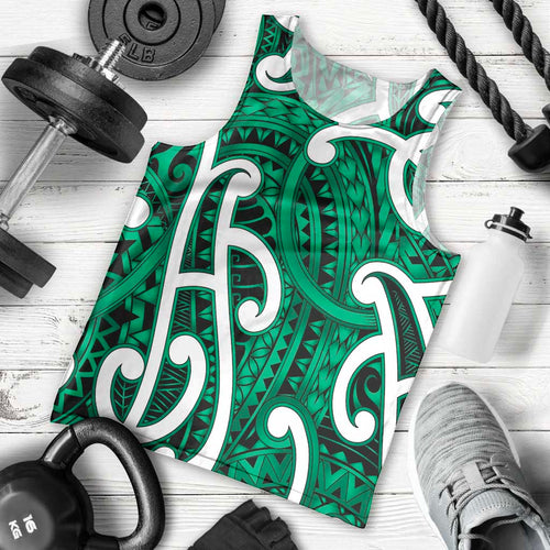 Aotearoa Maori Kowhaiwhai Men Tank Top Kakariki Puhoro and Patiki