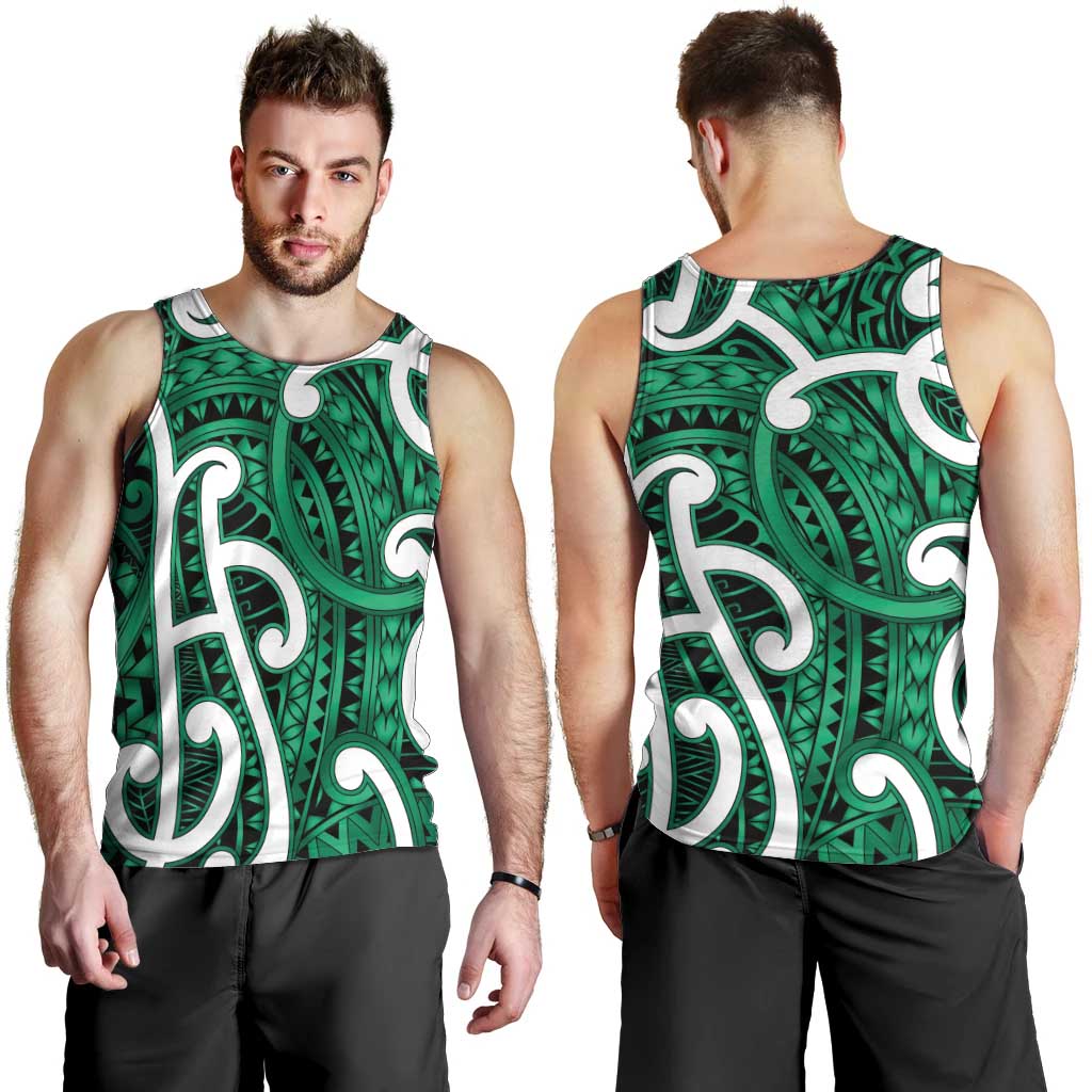 Aotearoa Maori Kowhaiwhai Men Tank Top Kakariki Puhoro and Patiki