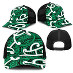 Aotearoa Maori Kowhaiwhai Mesh Trucker Cap Kakariki Puhoro and Patiki