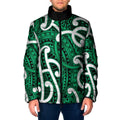 Aotearoa Maori Kowhaiwhai Padded Jacket Kakariki Puhoro and Patiki
