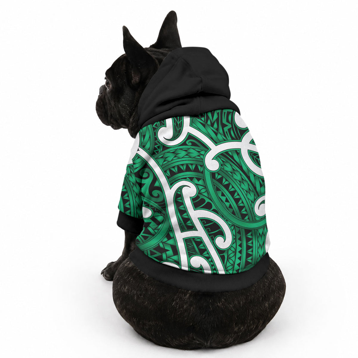 Aotearoa Maori Kowhaiwhai Pet Hoodie Kakariki Puhoro and Patiki