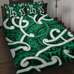Aotearoa Maori Kowhaiwhai Quilt Bed Set Kakariki Puhoro and Patiki