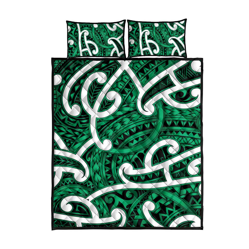 Aotearoa Maori Kowhaiwhai Quilt Bed Set Kakariki Puhoro and Patiki