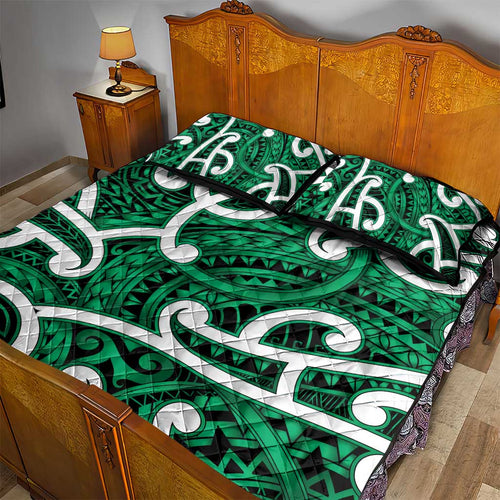 Aotearoa Maori Kowhaiwhai Quilt Bed Set Kakariki Puhoro and Patiki