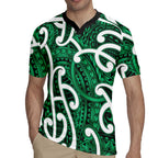 Aotearoa Maori Kowhaiwhai Rugby Jersey Kakariki Puhoro and Patiki