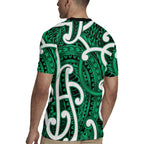 Aotearoa Maori Kowhaiwhai Rugby Jersey Kakariki Puhoro and Patiki