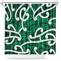 Aotearoa Maori Kowhaiwhai Shower Curtain Kakariki Puhoro and Patiki