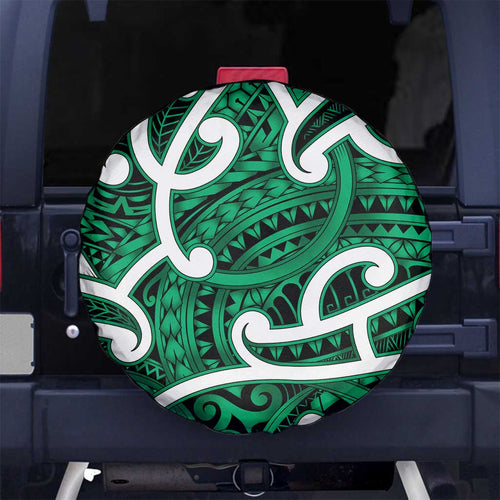 Aotearoa Maori Kowhaiwhai Spare Tire Cover Kakariki Puhoro and Patiki