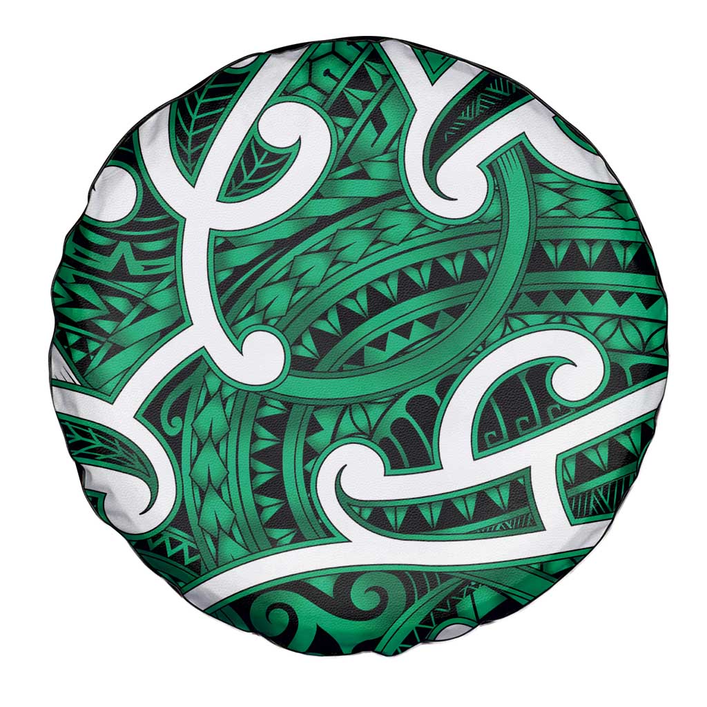 Aotearoa Maori Kowhaiwhai Spare Tire Cover Kakariki Puhoro and Patiki