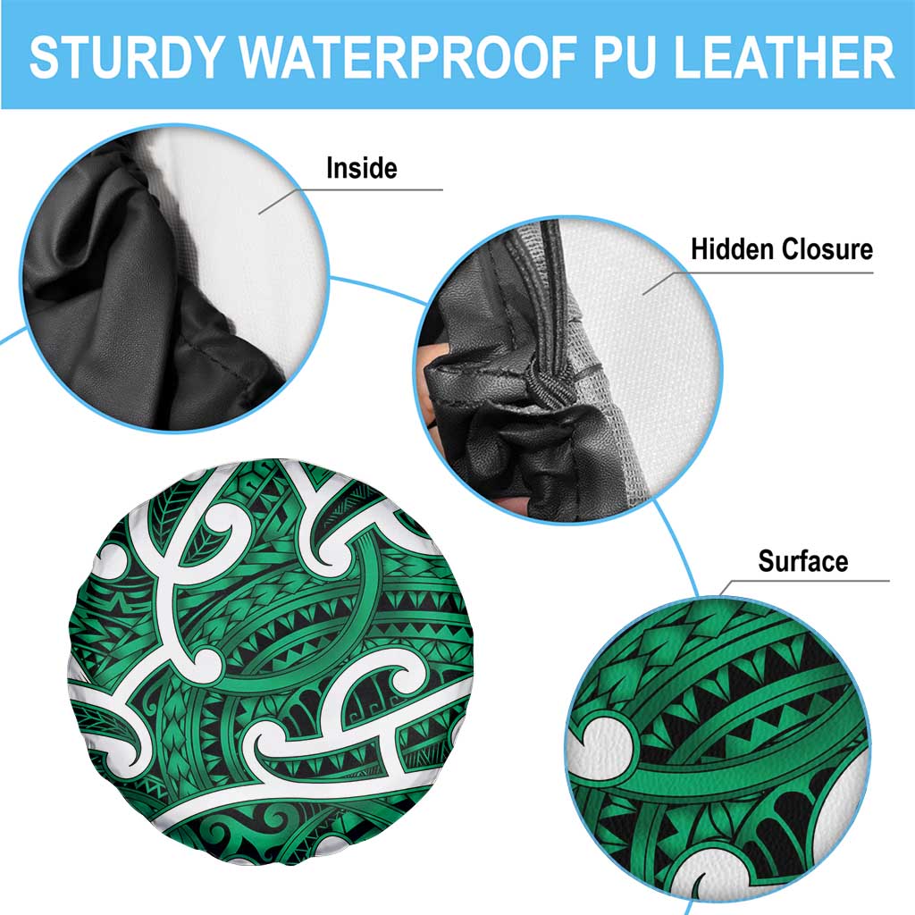 Aotearoa Maori Kowhaiwhai Spare Tire Cover Kakariki Puhoro and Patiki