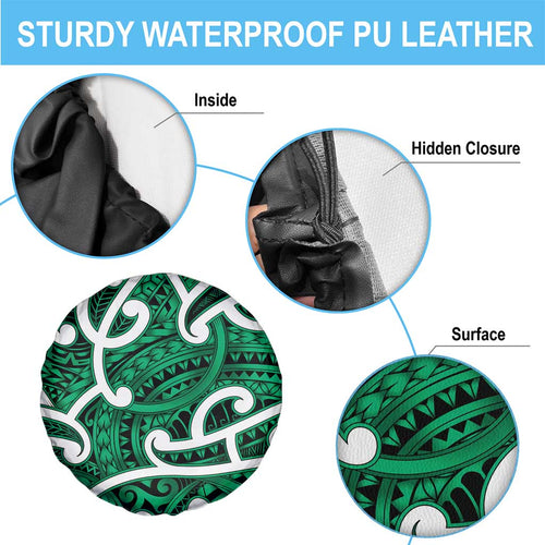 Aotearoa Maori Kowhaiwhai Spare Tire Cover Kakariki Puhoro and Patiki