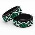 Aotearoa Maori Kowhaiwhai Spinner Ring Kakariki Puhoro and Patiki