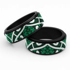 Aotearoa Maori Kowhaiwhai Spinner Ring Kakariki Puhoro and Patiki