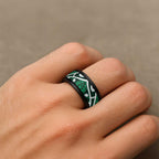 Aotearoa Maori Kowhaiwhai Spinner Ring Kakariki Puhoro and Patiki