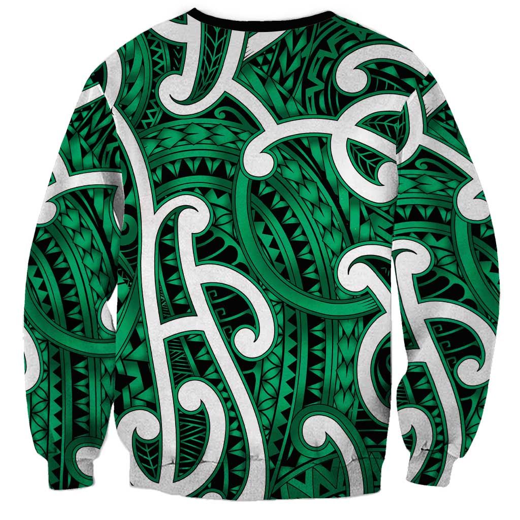 Aotearoa Maori Kowhaiwhai Sweatshirt Kakariki Puhoro and Patiki