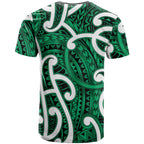 Aotearoa Maori Kowhaiwhai T Shirt Kakariki Puhoro and Patiki