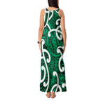 Aotearoa Maori Kowhaiwhai Tank Maxi Dress Kakariki Puhoro and Patiki