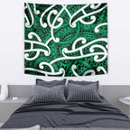 Aotearoa Maori Kowhaiwhai Tapestry Kakariki Puhoro and Patiki