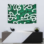 Aotearoa Maori Kowhaiwhai Tapestry Kakariki Puhoro and Patiki