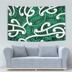 Aotearoa Maori Kowhaiwhai Tapestry Kakariki Puhoro and Patiki