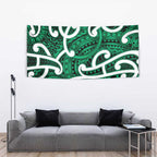 Aotearoa Maori Kowhaiwhai Tapestry Kakariki Puhoro and Patiki
