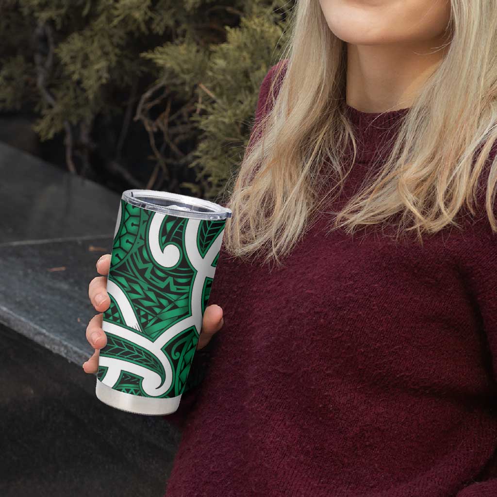 Aotearoa Maori Kowhaiwhai Tumbler Cup Kakariki Puhoro and Patiki