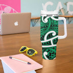Aotearoa Maori Kowhaiwhai Tumbler With Handle Kakariki Puhoro and Patiki