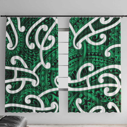 Aotearoa Maori Kowhaiwhai Window Curtain Kakariki Puhoro and Patiki