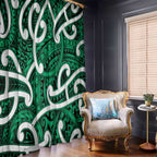 Aotearoa Maori Kowhaiwhai Window Curtain Kakariki Puhoro and Patiki