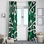 Aotearoa Maori Kowhaiwhai Window Curtain Kakariki Puhoro and Patiki