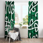Aotearoa Maori Kowhaiwhai Window Curtain Kakariki Puhoro and Patiki