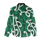 Aotearoa Maori Kowhaiwhai Women Casual Shirt Kakariki Puhoro and Patiki