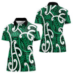 Aotearoa Maori Kowhaiwhai Women Polo Shirt Kakariki Puhoro and Patiki
