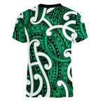 Aotearoa Maori Kowhaiwhai Women V-Neck T-Shirt Kakariki Puhoro and Patiki