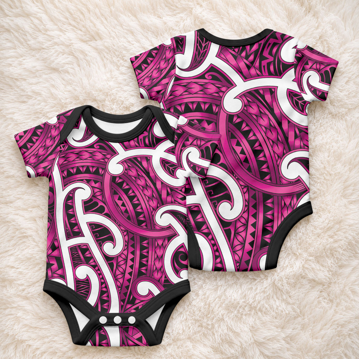 Aotearoa Maori Kowhaiwhai Baby Onesie Mawhero Puhoro and Patiki