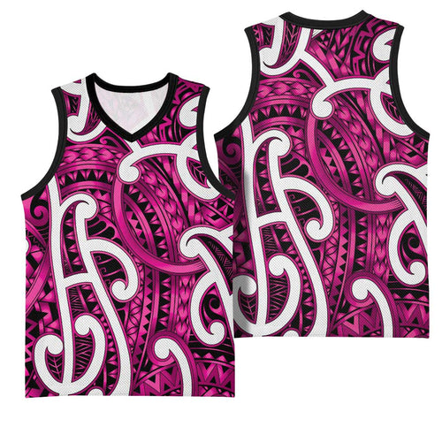 Aotearoa Maori Kowhaiwhai Basketball Jersey Mawhero Puhoro and Patiki