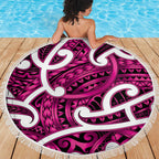 Aotearoa Maori Kowhaiwhai Beach Blanket Mawhero Puhoro and Patiki