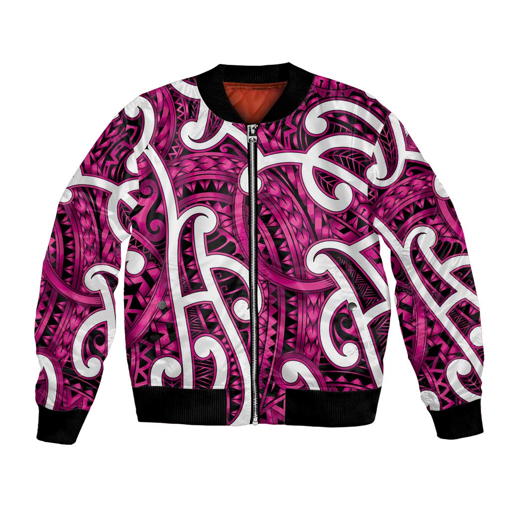 Aotearoa Maori Kowhaiwhai Bomber Jacket Mawhero Puhoro and Patiki