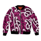 Aotearoa Maori Kowhaiwhai Bomber Jacket Mawhero Puhoro and Patiki