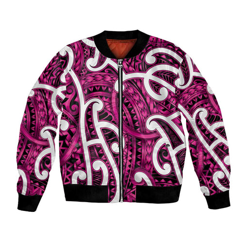 Aotearoa Maori Kowhaiwhai Bomber Jacket Mawhero Puhoro and Patiki