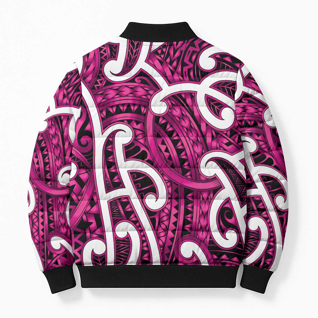 Aotearoa Maori Kowhaiwhai Bomber Puffer Jacket Mawhero Puhoro and Patiki
