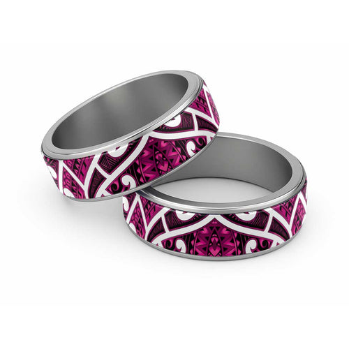 Aotearoa Maori Kowhaiwhai Classic Ring Mawhero Puhoro and Patiki