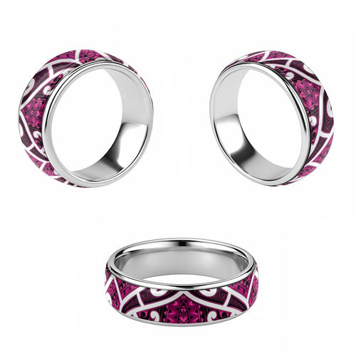 Aotearoa Maori Kowhaiwhai Classic Ring Mawhero Puhoro and Patiki
